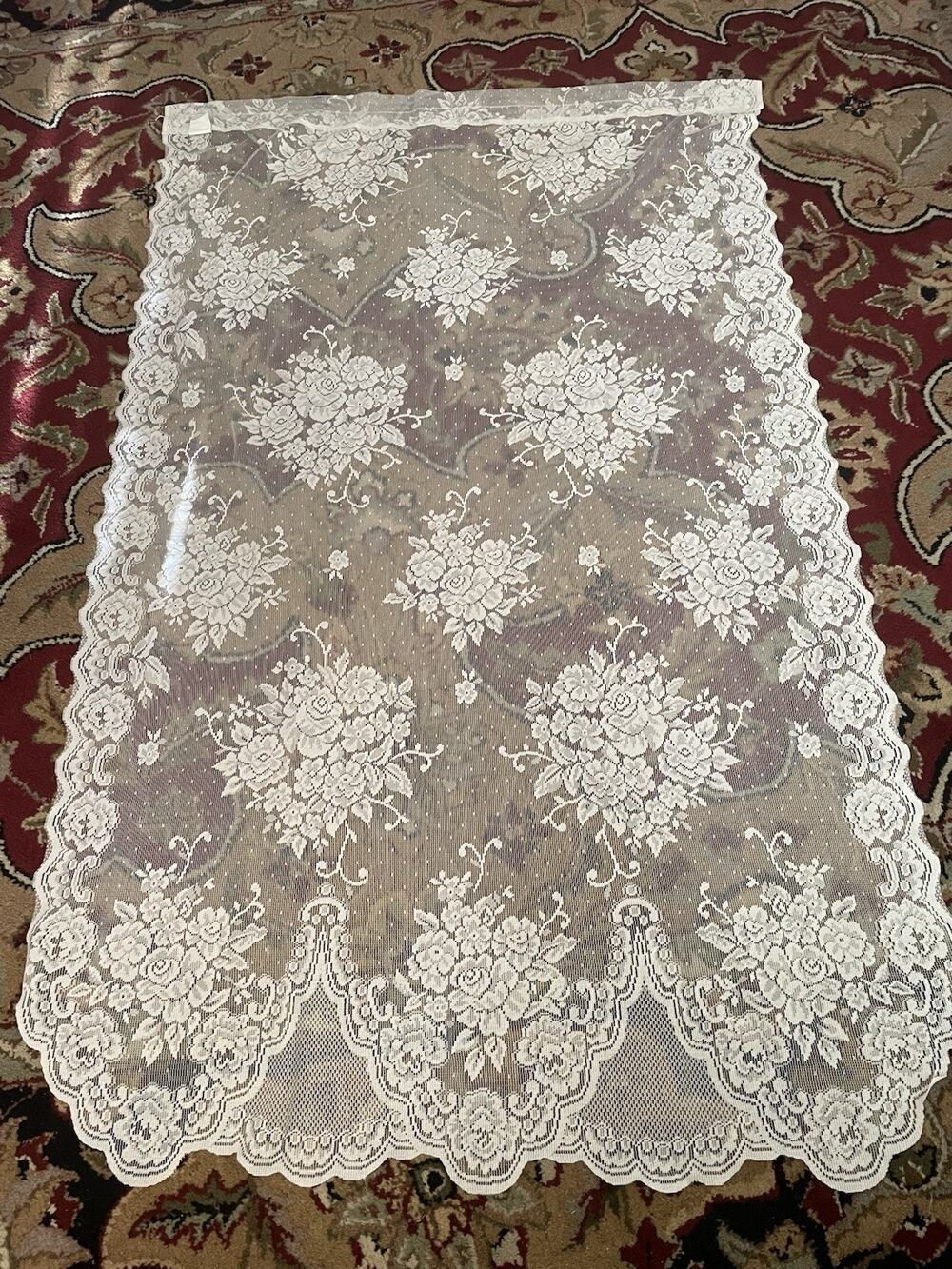 Small 40x60” Single Window Curtain Panel Antique Floral Lace